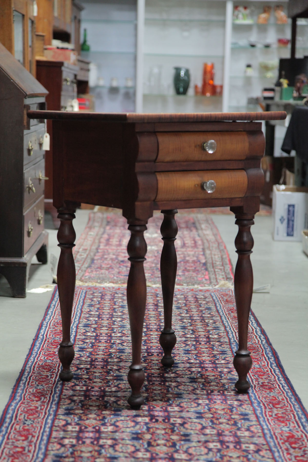 Appraisal: TWO DRAWER STAND American mid th century MIxed woods stand