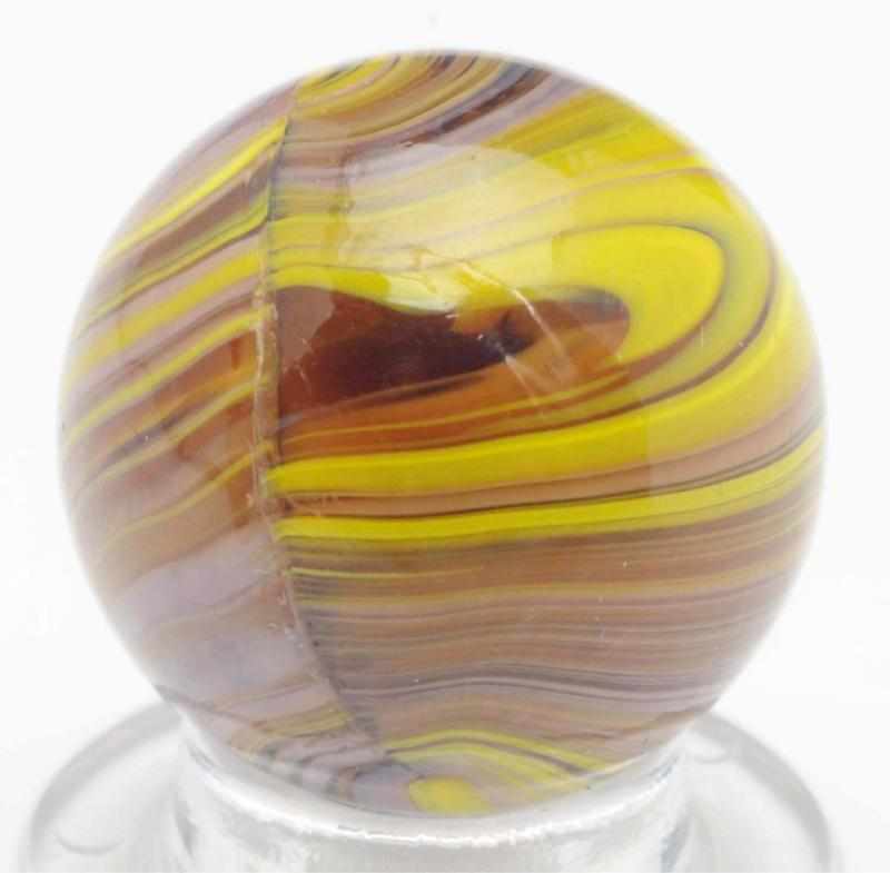 Appraisal: Christensen Agate Submarine Marble Amber base and loaded with lavender