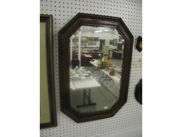 Appraisal: Oak Framed Mirror Beveled