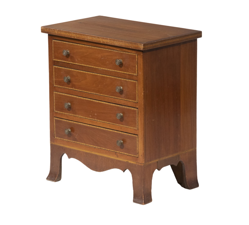 Appraisal: FOUR-DRAWER MINIATURE CHEST English Hepplewhite Child's Chest having a satinwood