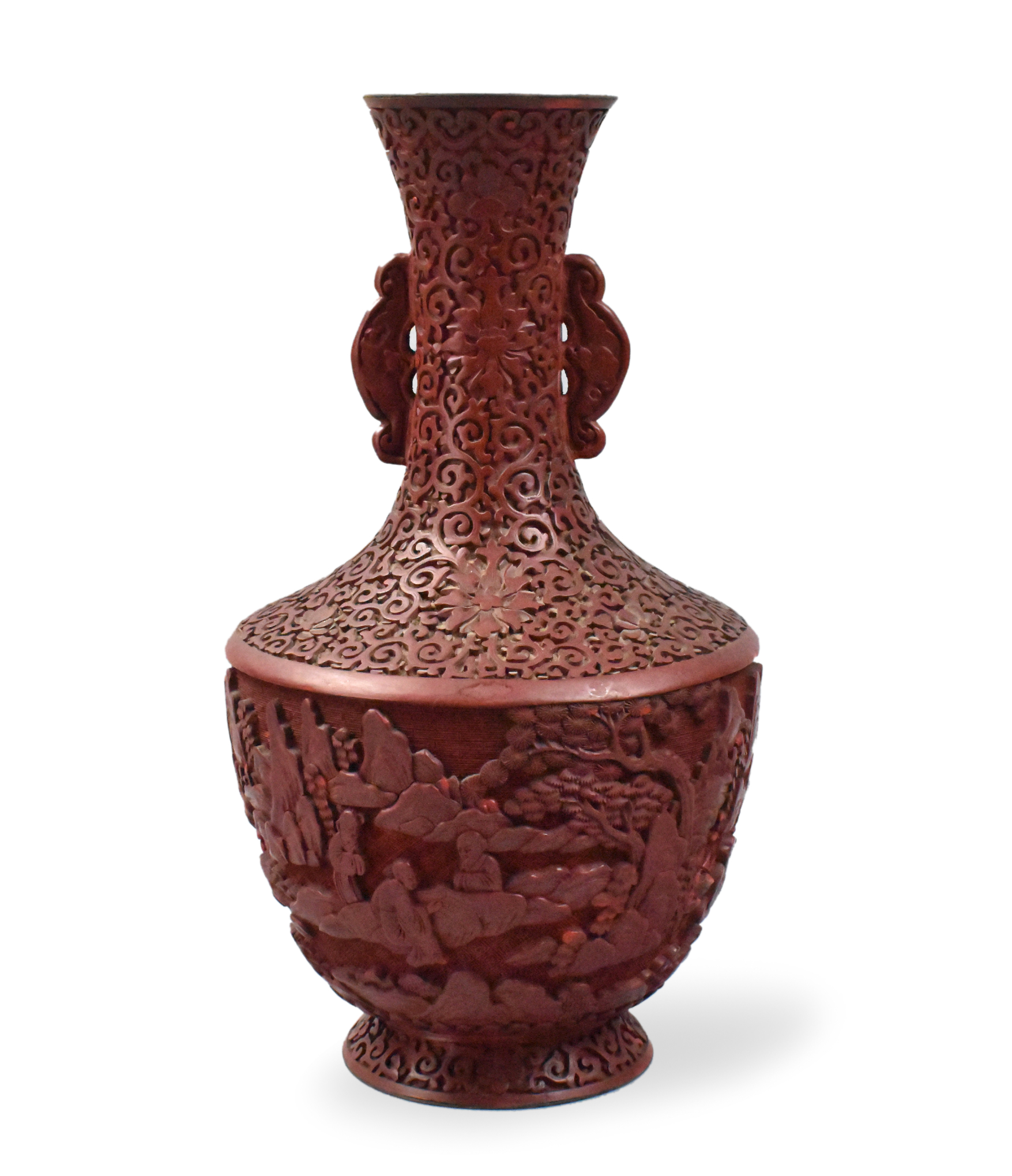 Appraisal: A Chinese carved lacquered vase with handles dating from the