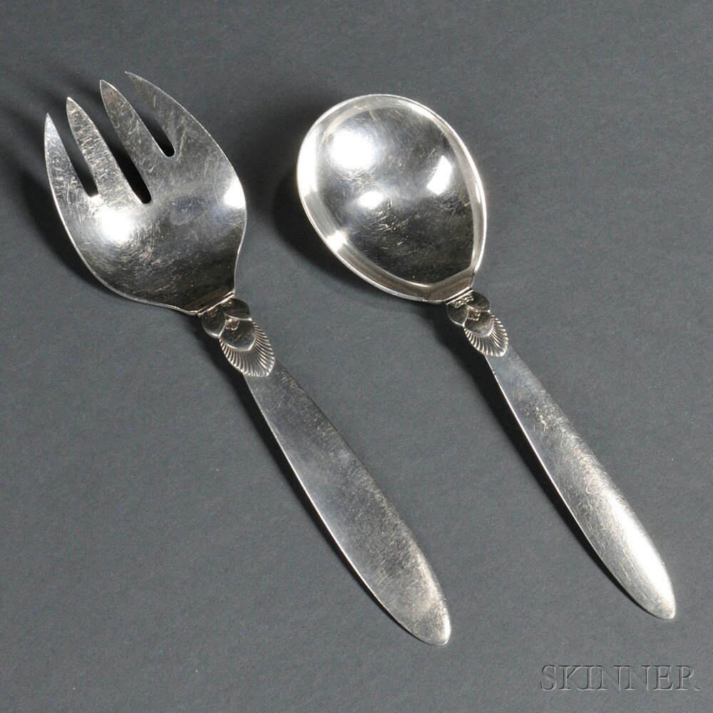 Appraisal: Two Georg Jensen Cactus Pattern Sterling Silver Serving Pieces Denmark