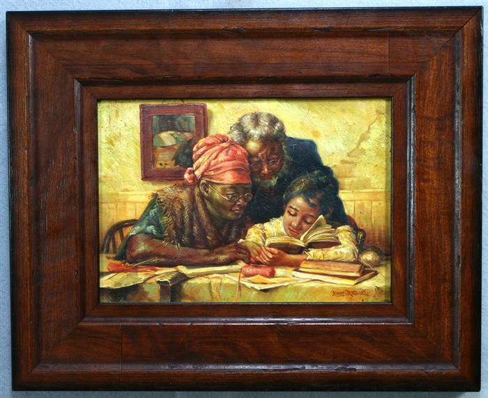 Appraisal: Harry Roseland American - oil on wood panel The Reading