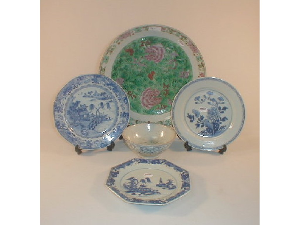 Appraisal: Chinese ceramics including blue and white bowl three various blue