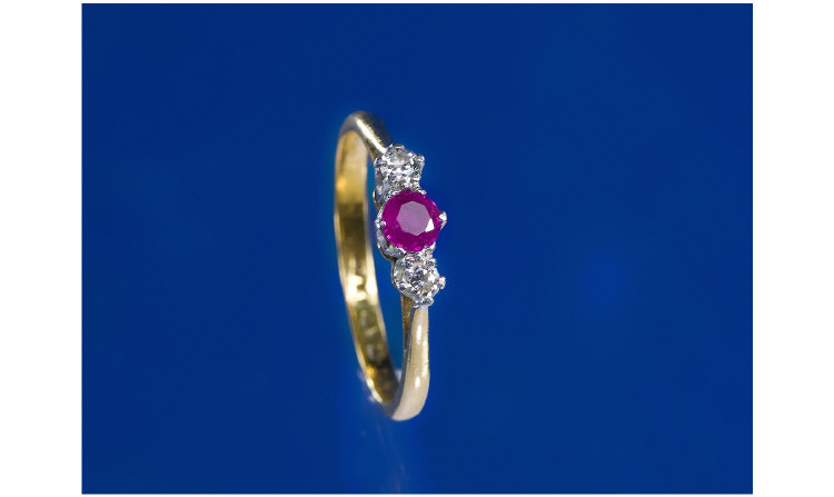 Appraisal: ct Gold Ruby And Diamond Ring Three Stone Ring Set