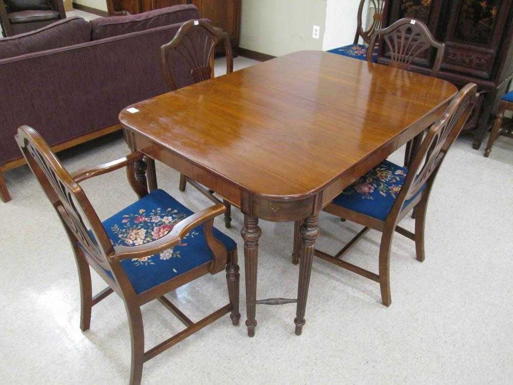 Appraisal: FEDERAL STYLE MAHOGANY DINING TABLE AND CHAIR SET American c