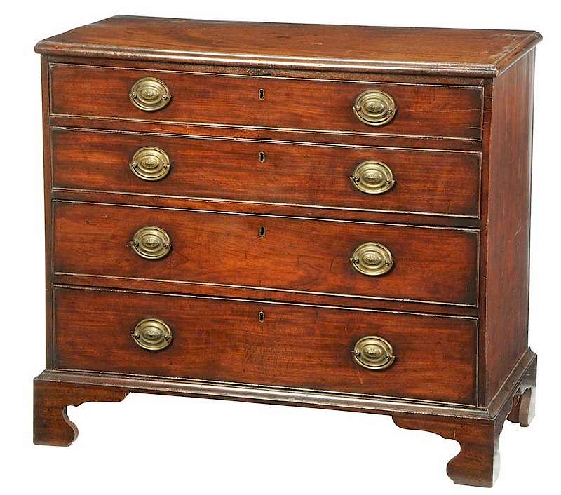 Appraisal: George II Figured Mahogany Bachelor's Chest British th century four