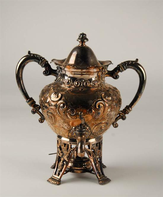 Appraisal: A Barbour Silverplate Kettle on Attached Stand in the aesthetic