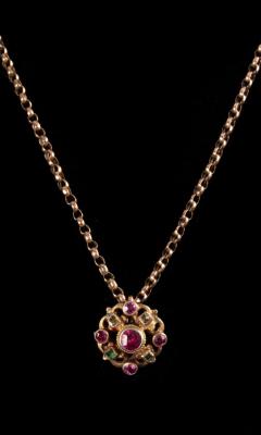 Appraisal: A multi-gem set pendant of openwork cluster form on a