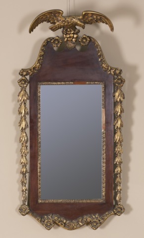 Appraisal: Federal Style Mirror with Eagle Crest Gilt bellflower drops frame