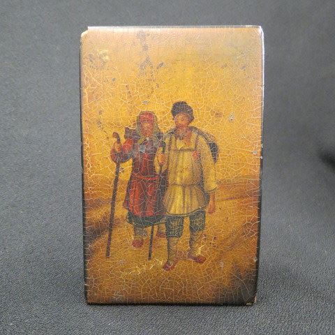 Appraisal: Early Russian Lacquerware Box peasant couple along a path