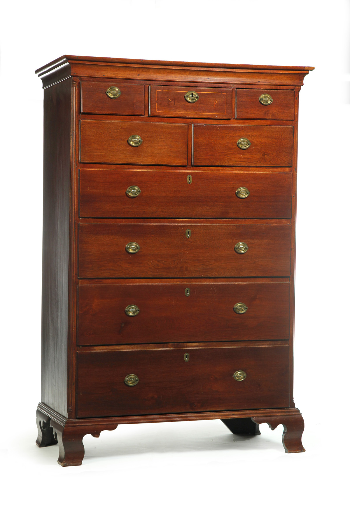 Appraisal: PENNSYLVANIA CHIPPENDALE TALL CHEST OF DRAWERS Ca walnut and poplar