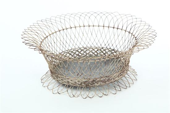 Appraisal: WIRE WORK BASKET Probably American late th century wire Oval