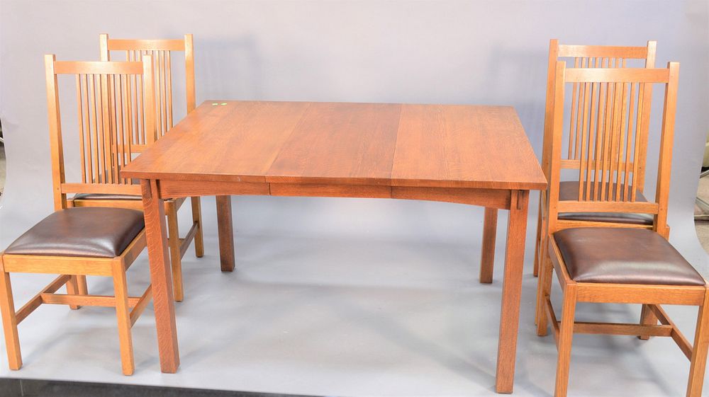 Appraisal: Stickley five piece set square table with four side chairs