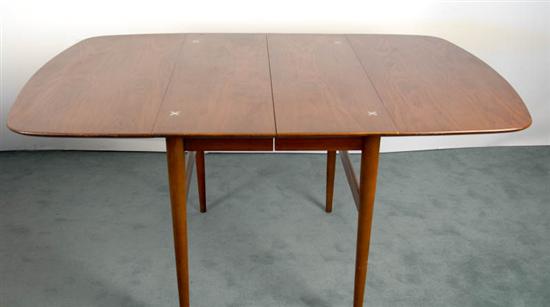 Appraisal: American of Martinsville Walnut Drop-Leaf Table with chrome inlay design