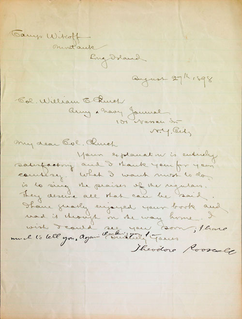 Appraisal: Handwritten signed Theodore Roosevelt letter en suite with previous letter