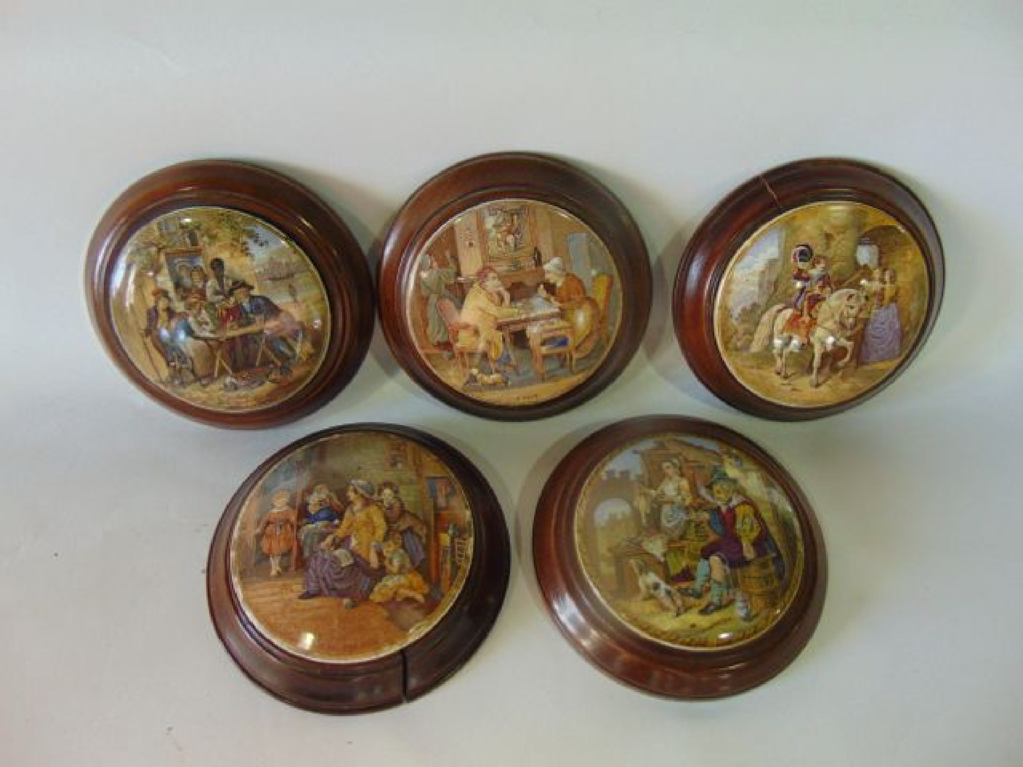 Appraisal: A collection of five th century Prattware pot lids including