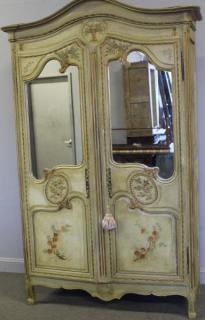 Appraisal: th Century French Finely Carved Paint Decorated Armoire As nice