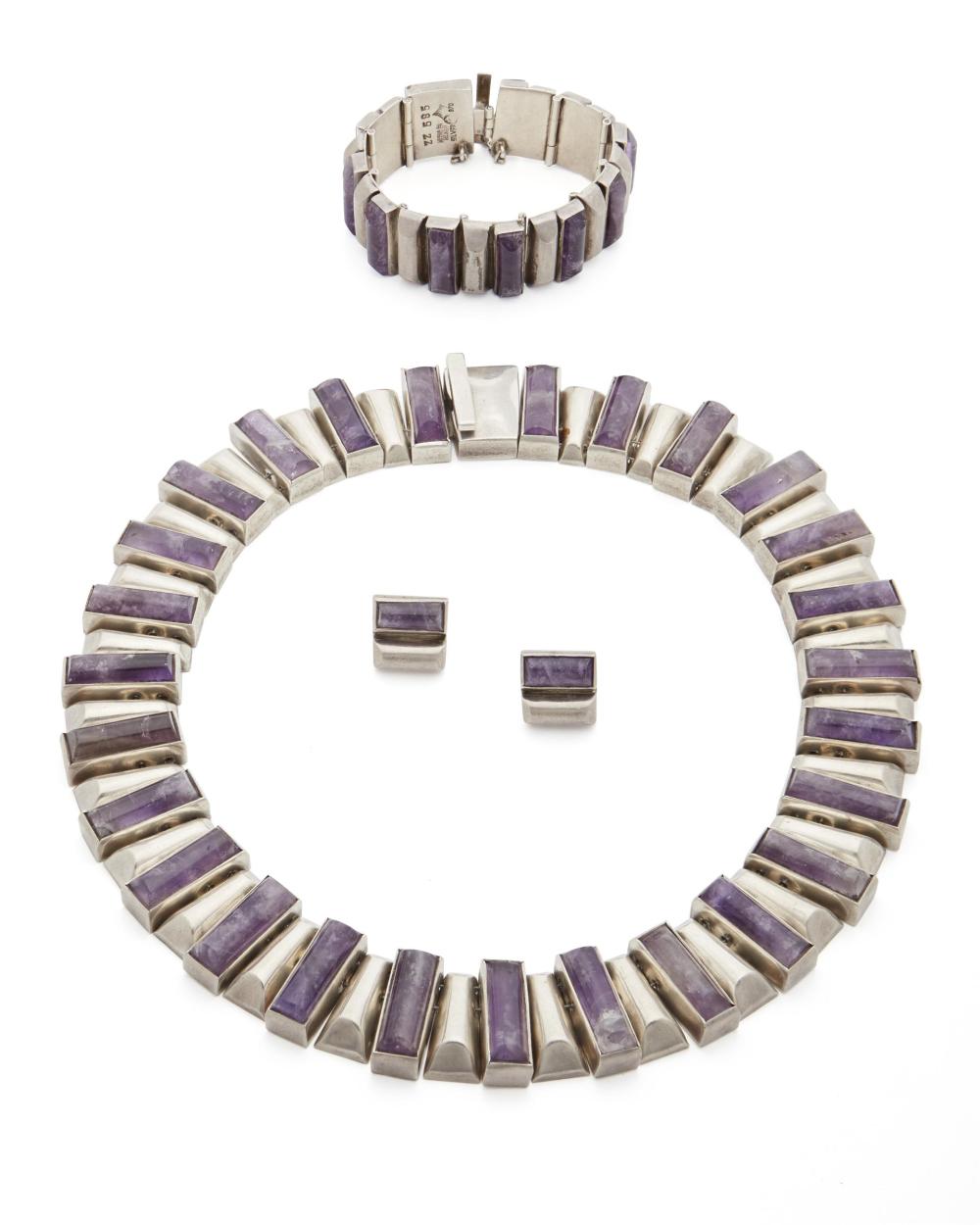 Appraisal: A suite of Antonio Pineda silver and amethyst jewelry -