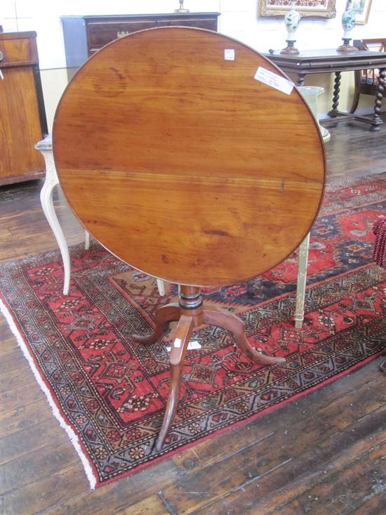 Appraisal: FRENCH ANTIQUE TEA TABLE Walnut with dish top with turned