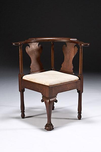 Appraisal: ENGLISH GEORGE III ROUNDABOUT CHAIR th century in mahogany with