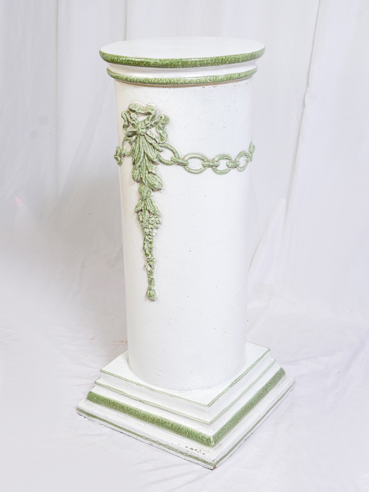 Appraisal: LARGE FAIENCE PEDESTAL Large white glazed Italian faience pedestal having