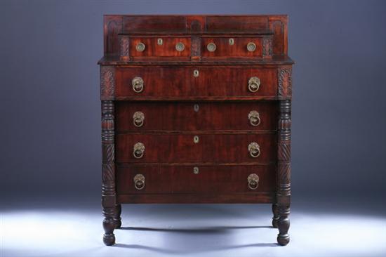 Appraisal: AMERICAN EMPIRE CARVED MAHOGANY CHEST OF DRAWERS th century with