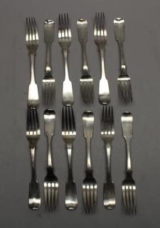 Appraisal: Robert William Wilson Coin Silver Forks Robert William Wilson Coin