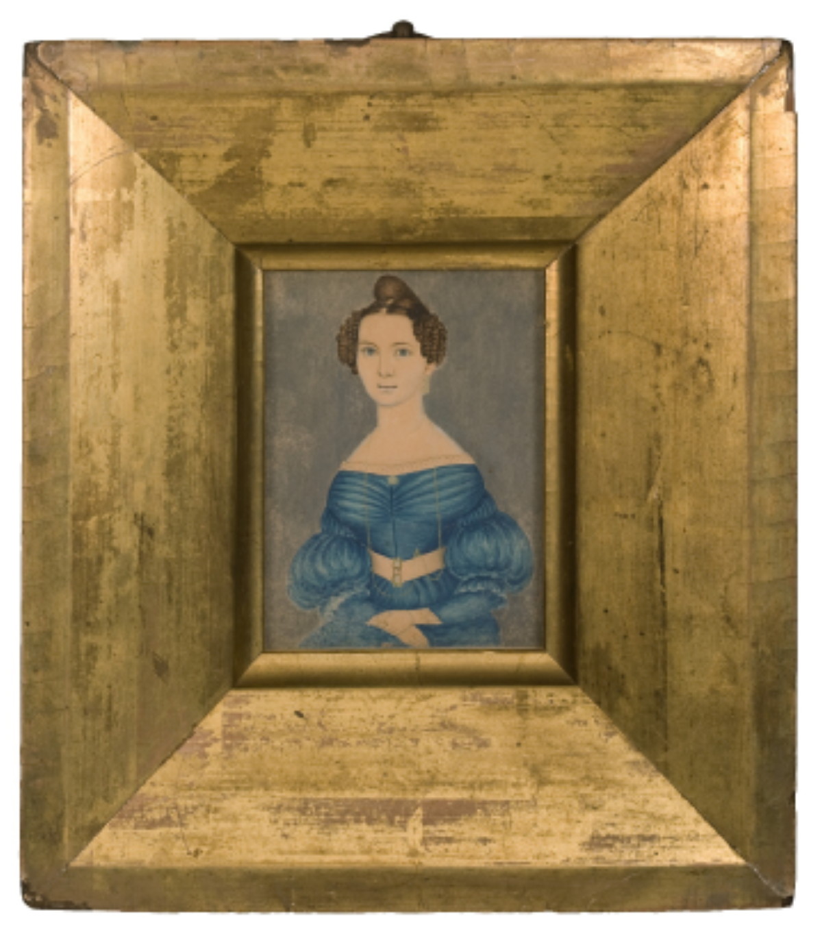 Appraisal: MINIATURE THREE-QUARTER LENGTH PORTRAIT OF A SEATED LADY IN BLUE