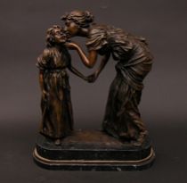 Appraisal: Mother Child Bronze th Century Inspired by Jean-Baptiste Carpeaux French