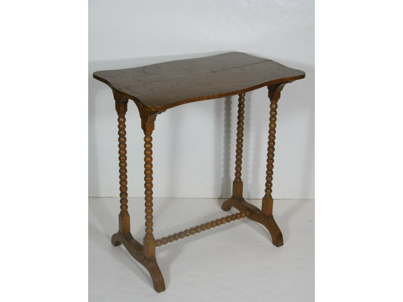 Appraisal: Side Table late th c Tiger Maple shaped oblong top