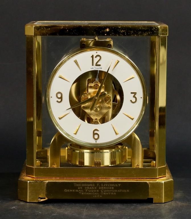 Appraisal: LeCoultre Switzerland - Atmos clock With attached plaque with inscription