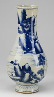 Appraisal: Chinese landscape vase Kangxi mark h Chinese blue and white