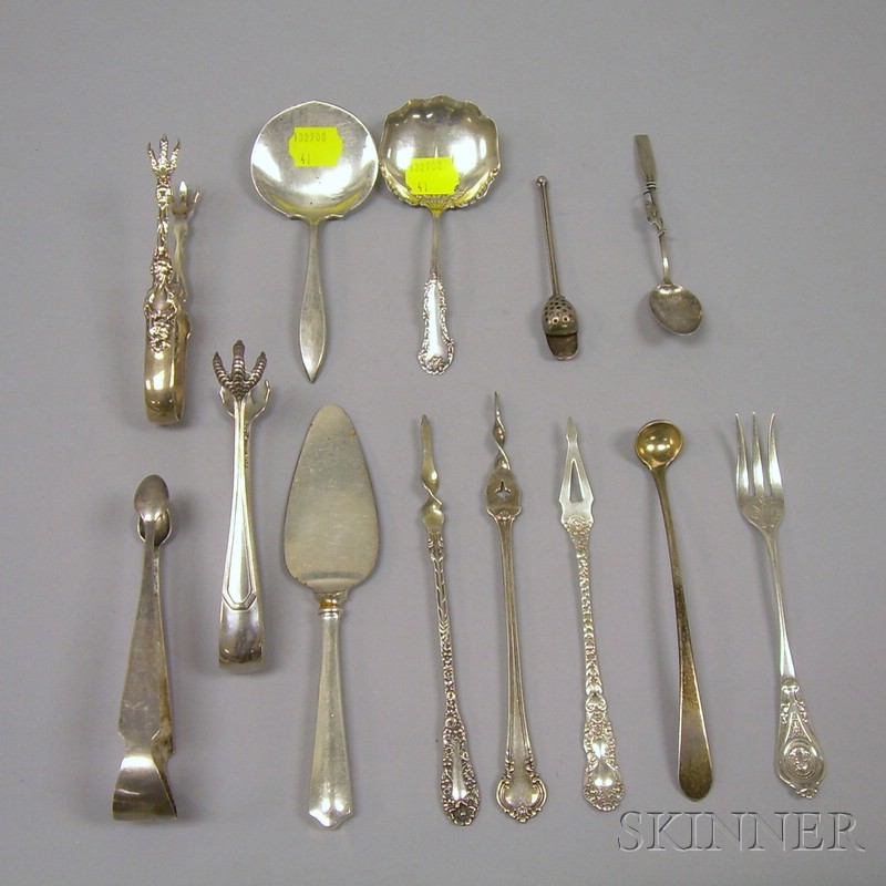 Appraisal: Thirteen Silver Serving Pieces a Terry coin silver tong a