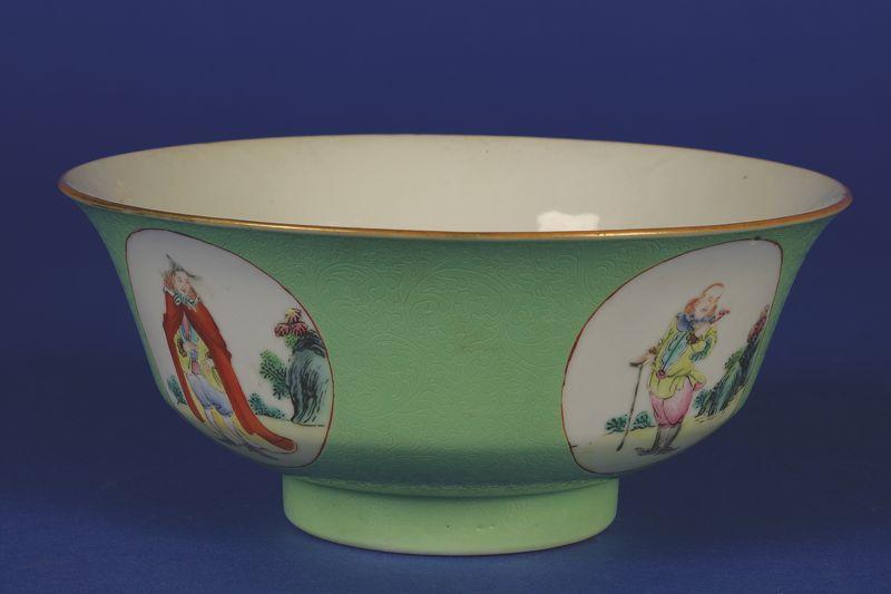 Appraisal: A CHINESE BOWL enamelled in polychrome with four circular panels