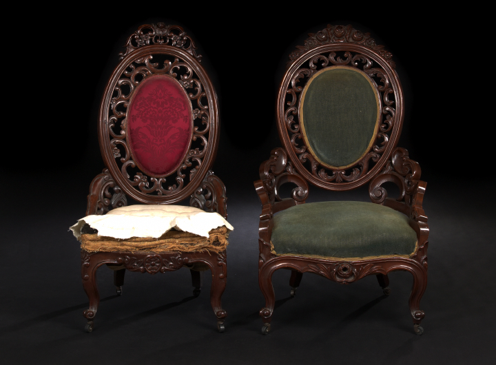 Appraisal: Pair of American Rococo Revival Walnut Chairs third quarter th