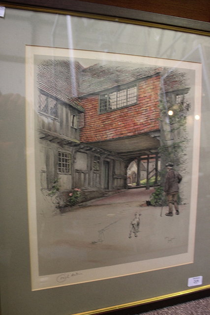 Appraisal: Cecil AldinColoured print a Jacobean gateway cm x cm and