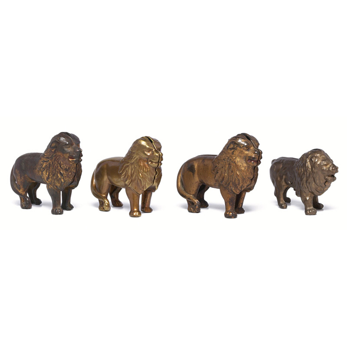 Appraisal: Americana banks four lions molded metal in two parts held