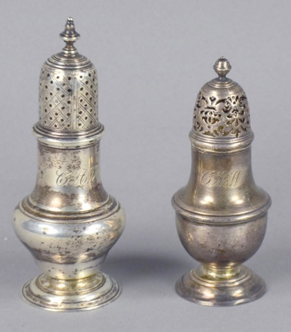 Appraisal: Two English Sterling ShakersOne circa by Robert Pinkney marked with