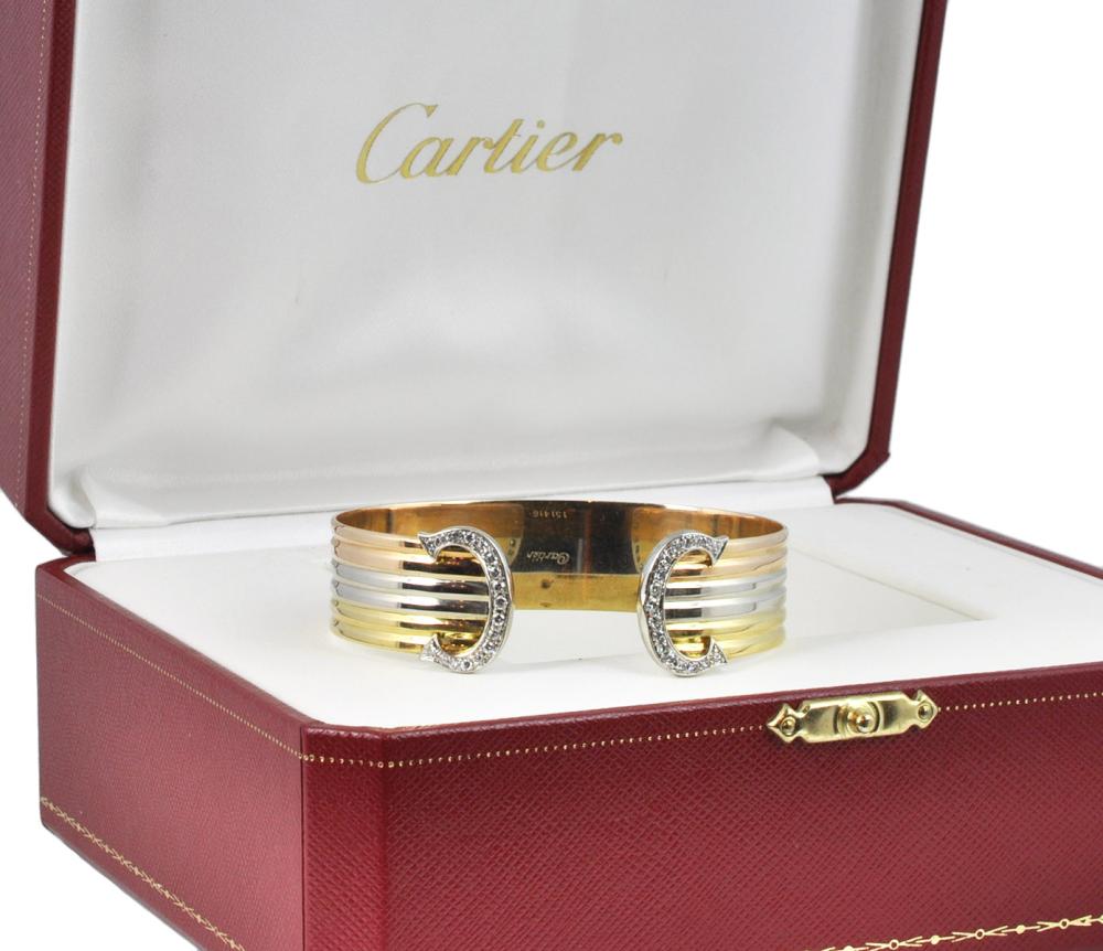 Appraisal: CARTIER TRI-COLOR KT TRINITY DIAMOND BRACELETAuthentic Cartier tri-color kt gold