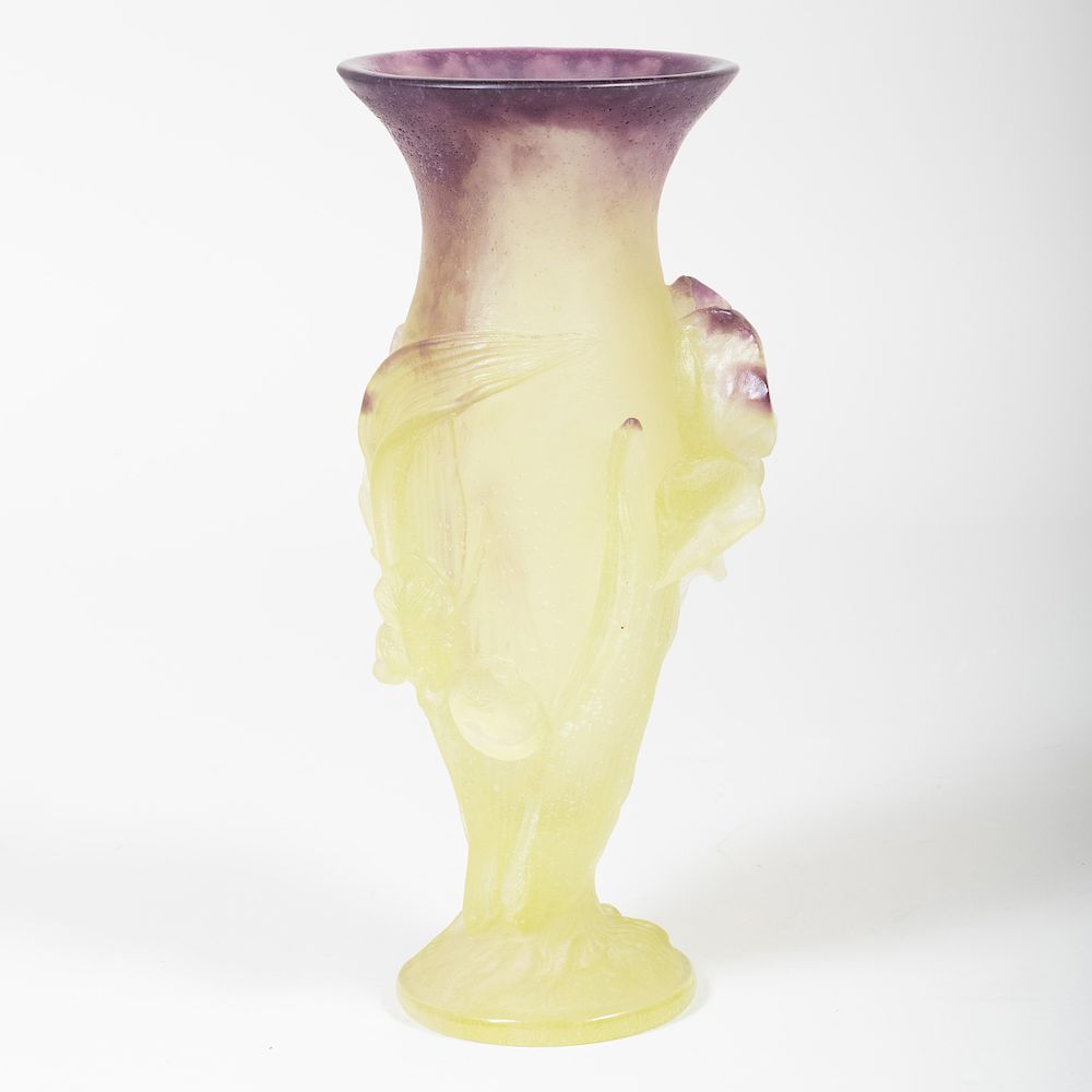 Appraisal: French P te-de-Verre Vase Possibly Daum x in diam Property