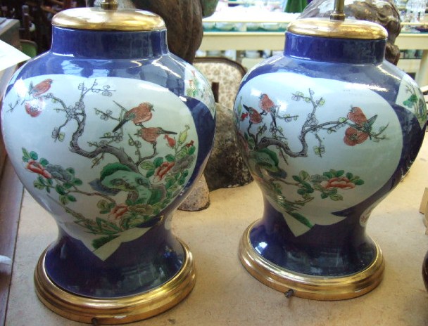 Appraisal: A pair of Chinese porcelain lamp bases with reserves of