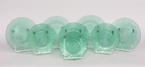 Appraisal: Set of Eight Green Glass Plates Depression era green glass