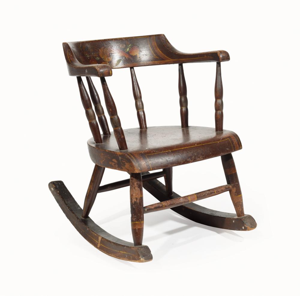 Appraisal: American Painted Child's Rocking Chair mid- th c New York