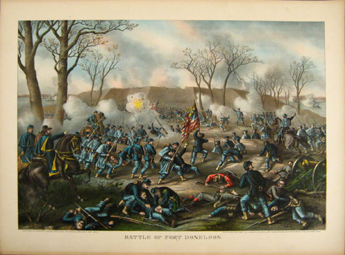 Appraisal: Seven Kurz Allison chromolithograph Civil War battle scenes to include