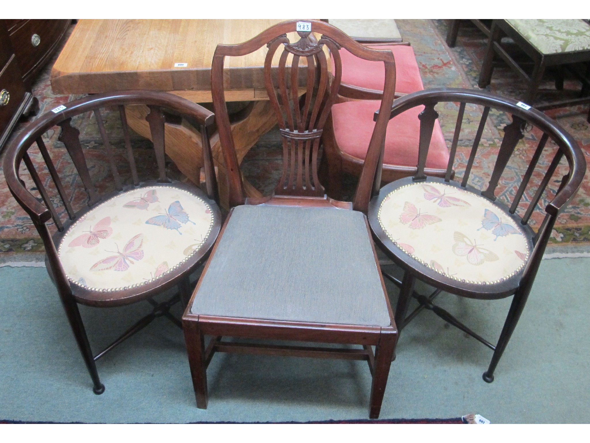 Appraisal: A pair of mahogany bow back chairs and another