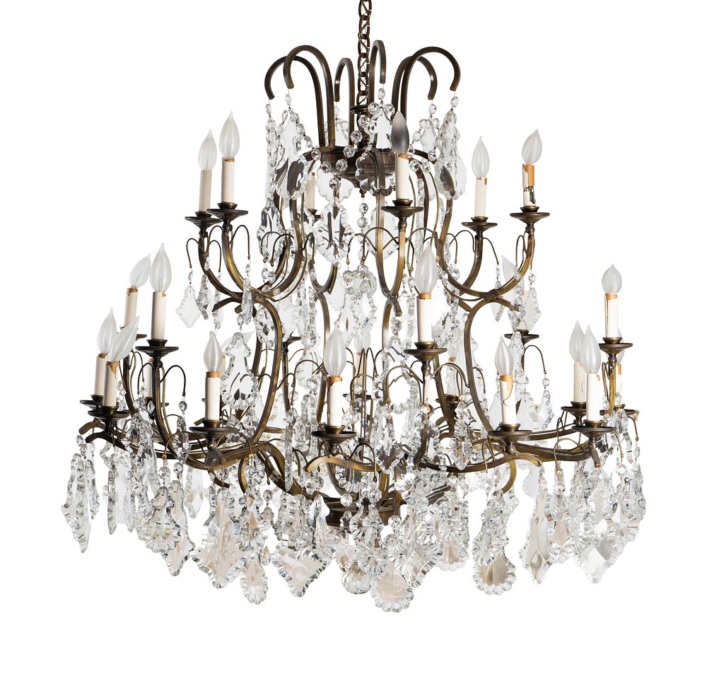 Appraisal: A Louis XV Style Patinated Metal Twenty-Four-Light Chandelier Height x