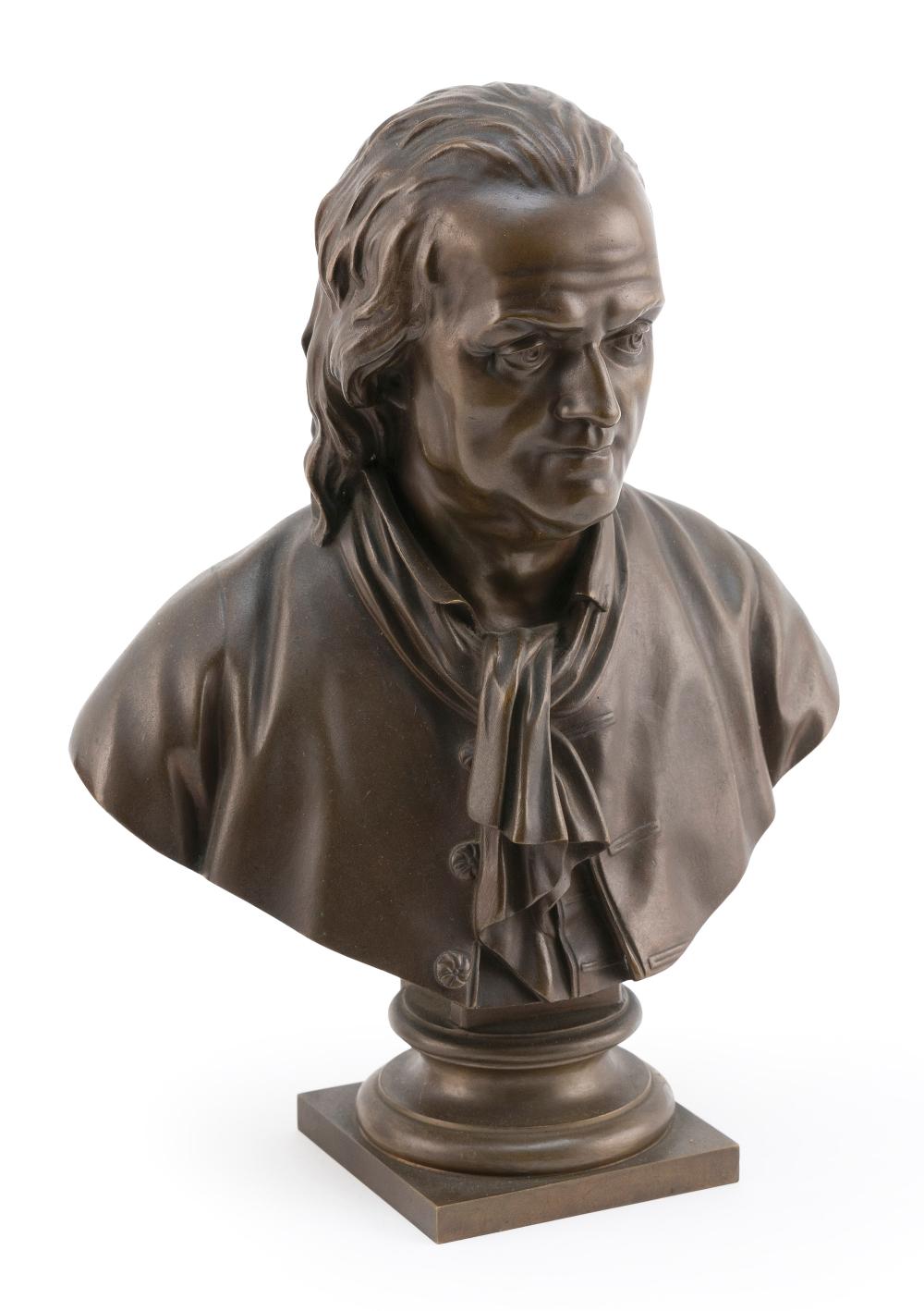 Appraisal: FRENCH SCHOOL TH CENTURY BUST OF BENJAMIN FRANKLIN ON SOCLE