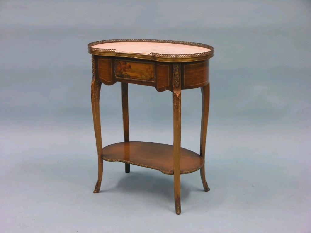 Appraisal: A Louis XV-style brass-mounted occasional table kidney-shape with white marble