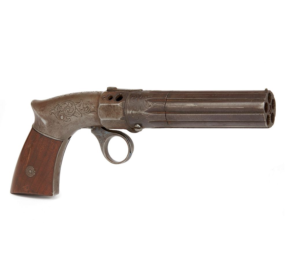 Appraisal: Robbins and Lawrence Pepperbox Pistol This is a brilliantly designed